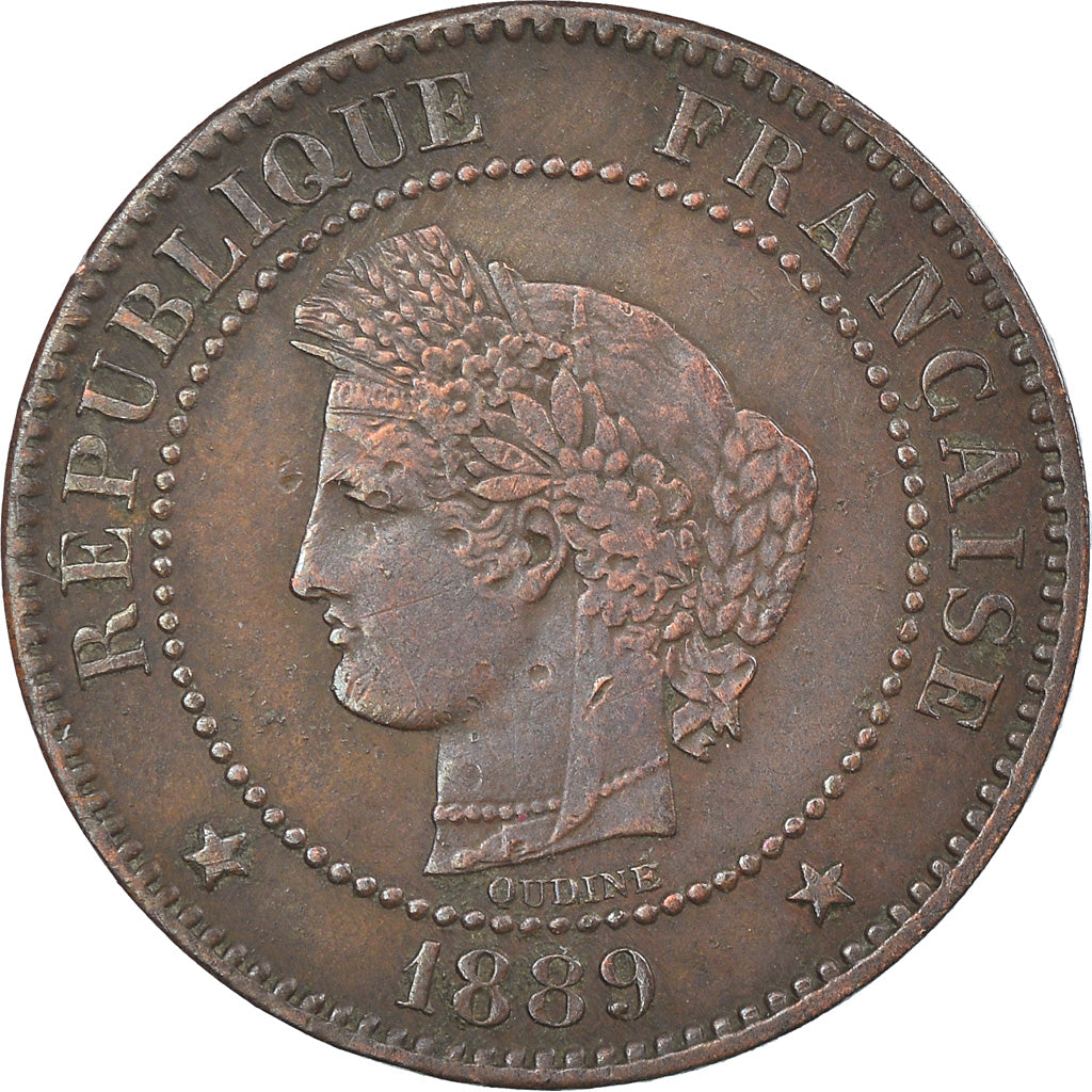 Coin, France, Cérès, 2 Centimes, 1889, Paris, VF(30-35), Bronze, KM:827.1