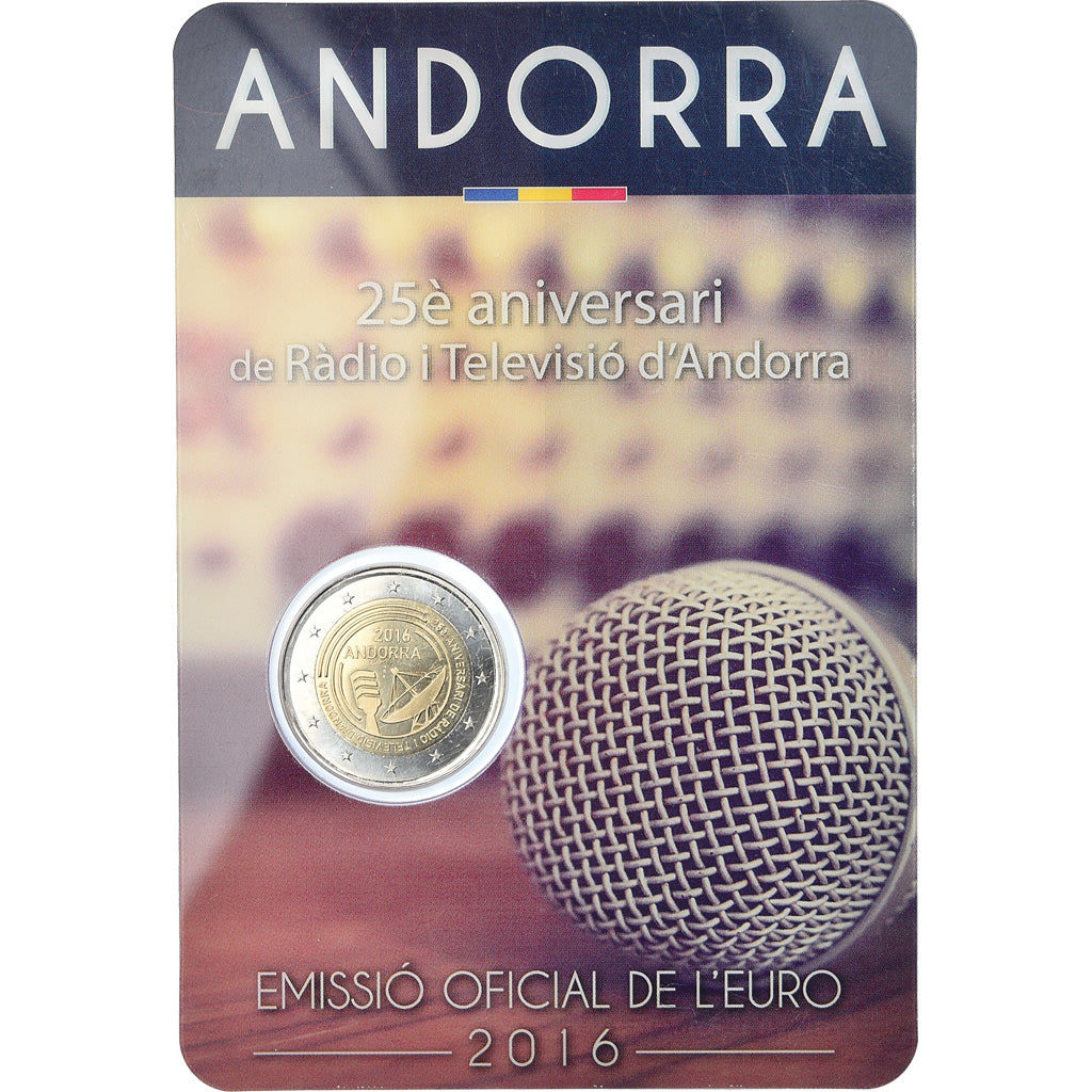 Andorra, 2 Euro, Radio et Télévision, 2016, BU, MS(65-70), Bi-Metallic