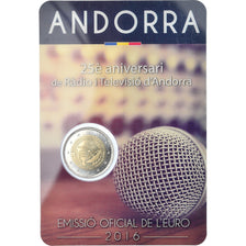 Andorra, 2 Euro, Radio et Télévision, 2016, BU, MS(65-70), Bi-Metallic
