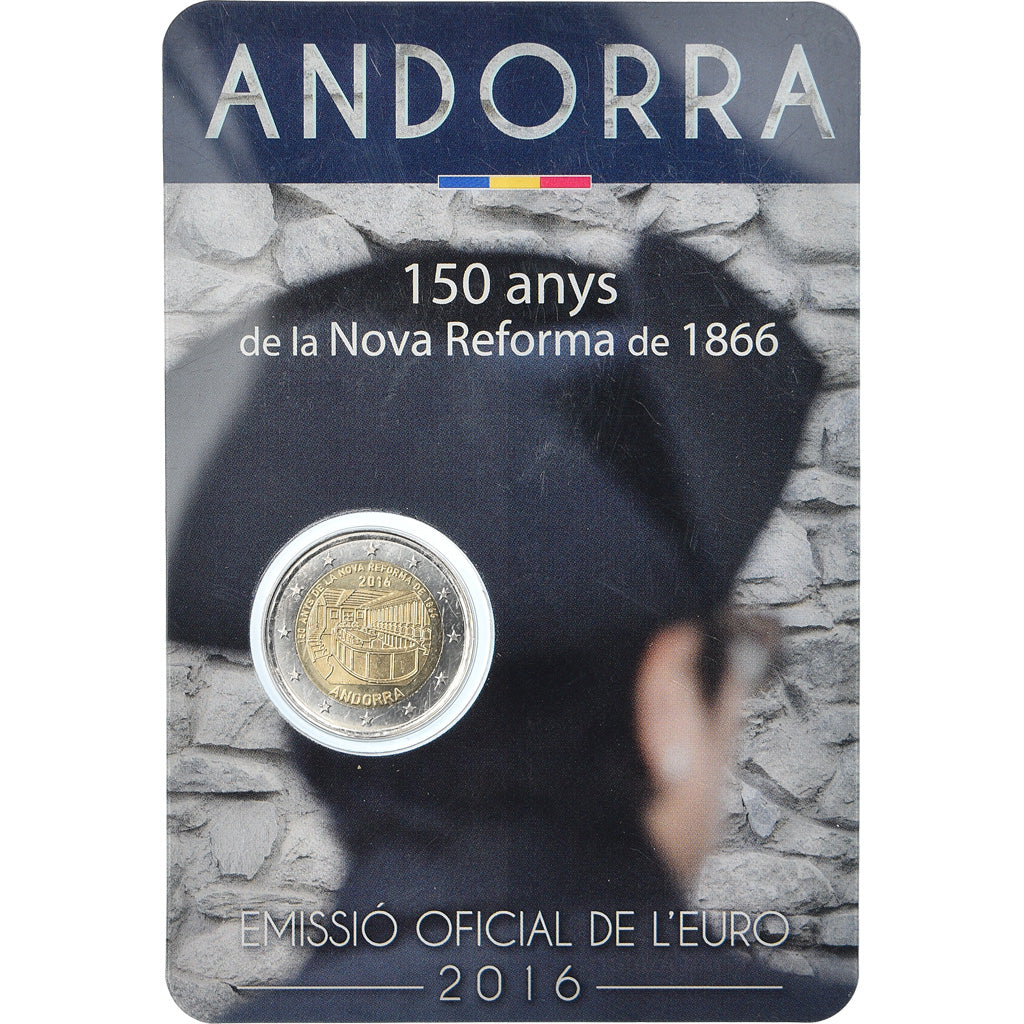 Andorra, 2 Euro, Réforme de 1866, 2016, BU, MS(65-70), Bi-Metallic