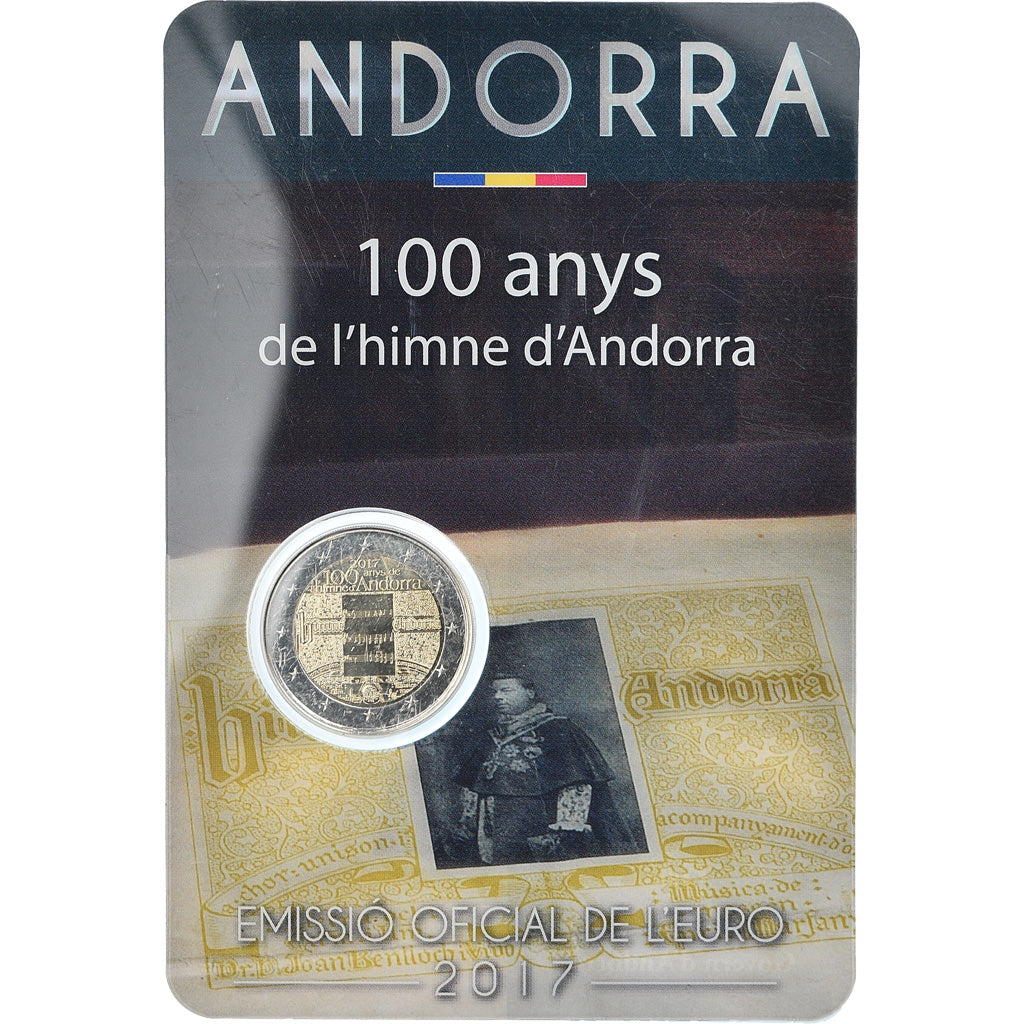 Andorra, 2 Euro, 100 Ans de l'hymne d'Andorre, 2017, BU, FDC, Bimetálico