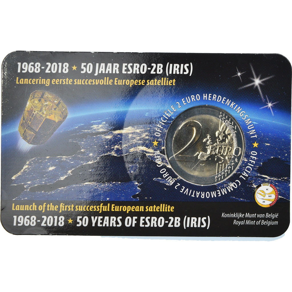 Belgium, 2 Euro, Premier satellite européen, 2018, Brussels, BU, MS(65-70)