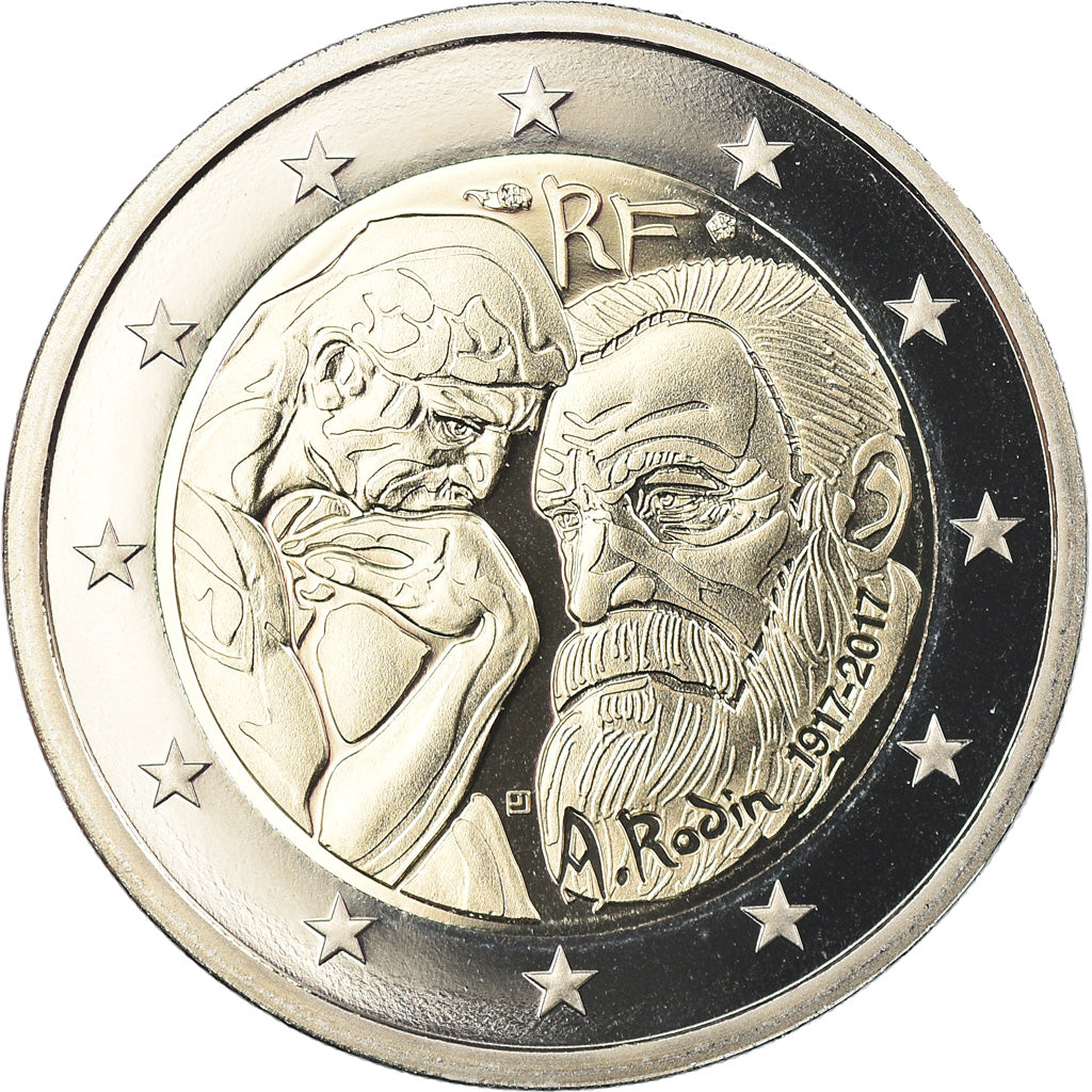 France, 2 Euro, Auguste Rodin, 2017, Paris, BE, MS(65-70), Bi-Metallic