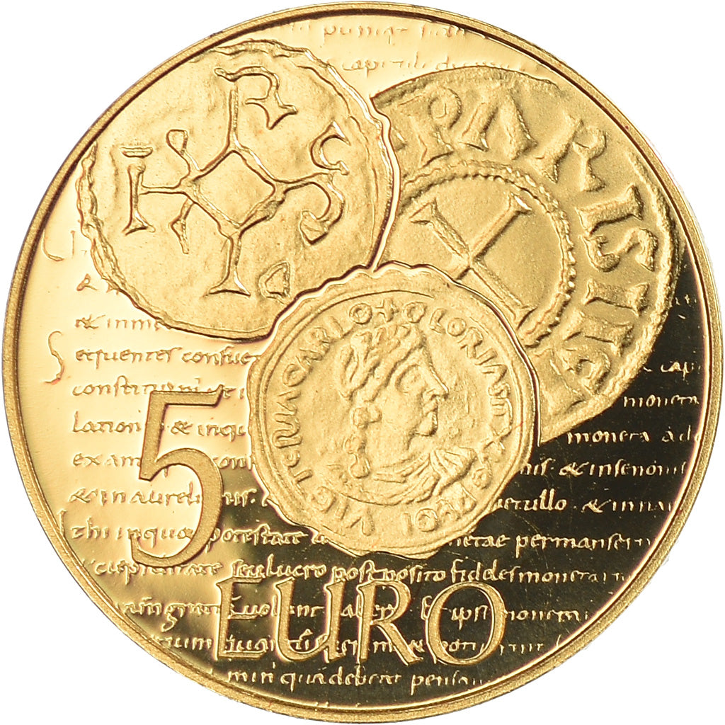 France, 5 Euro, Denier de Charles le Chauve, 2014, Paris, BE, MS(65-70), Gold