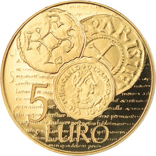 France, 5 Euro, Denier de Charles le Chauve, 2014, Paris, BE, MS(65-70), Gold