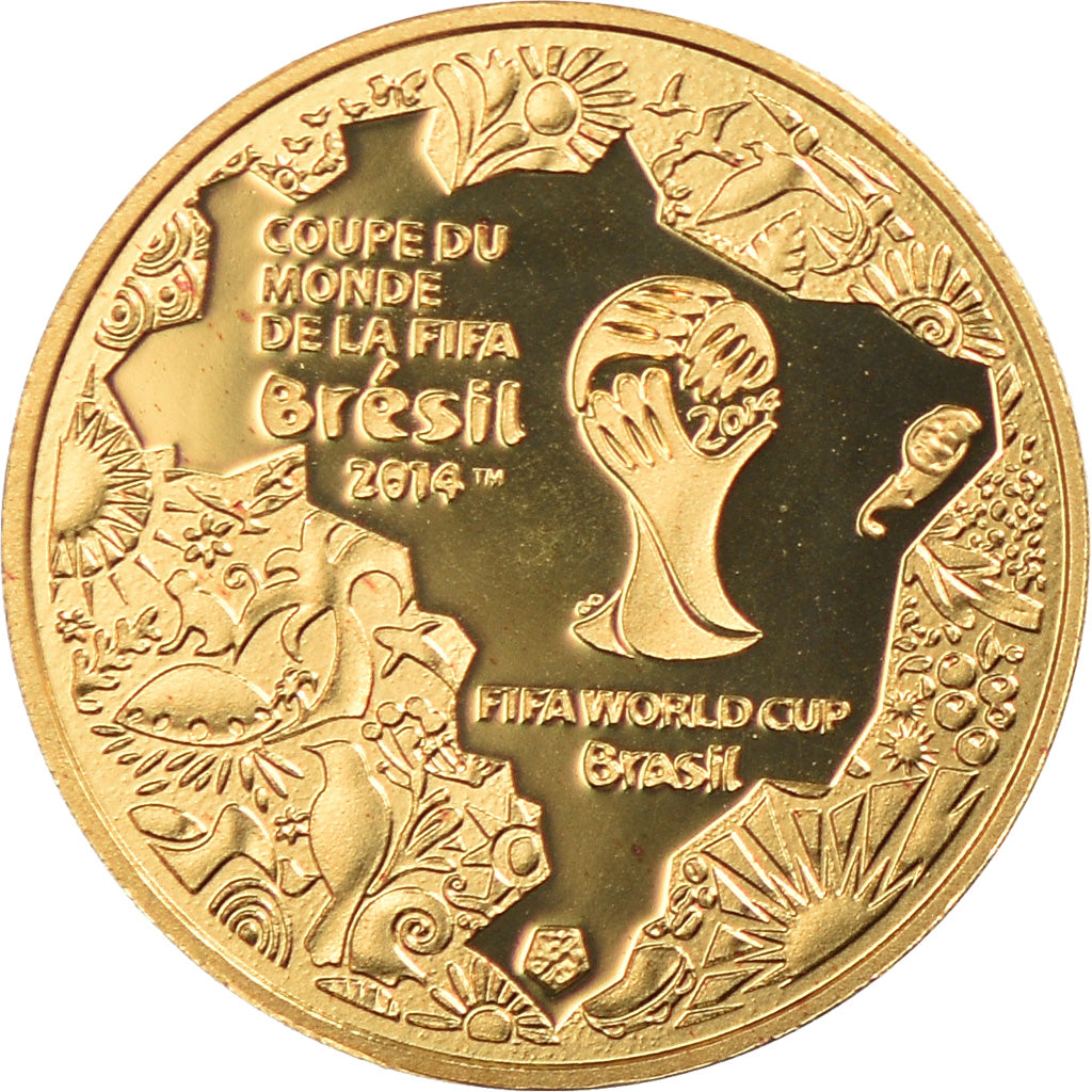 France, 5 Euro, Brésil - FIFA 2014, 2014, Paris, BE, MS(65-70), Gold