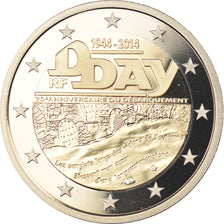 France, 2 Euro, D-Day, 2014, Paris, BE, MS(65-70), Bi-Metallic