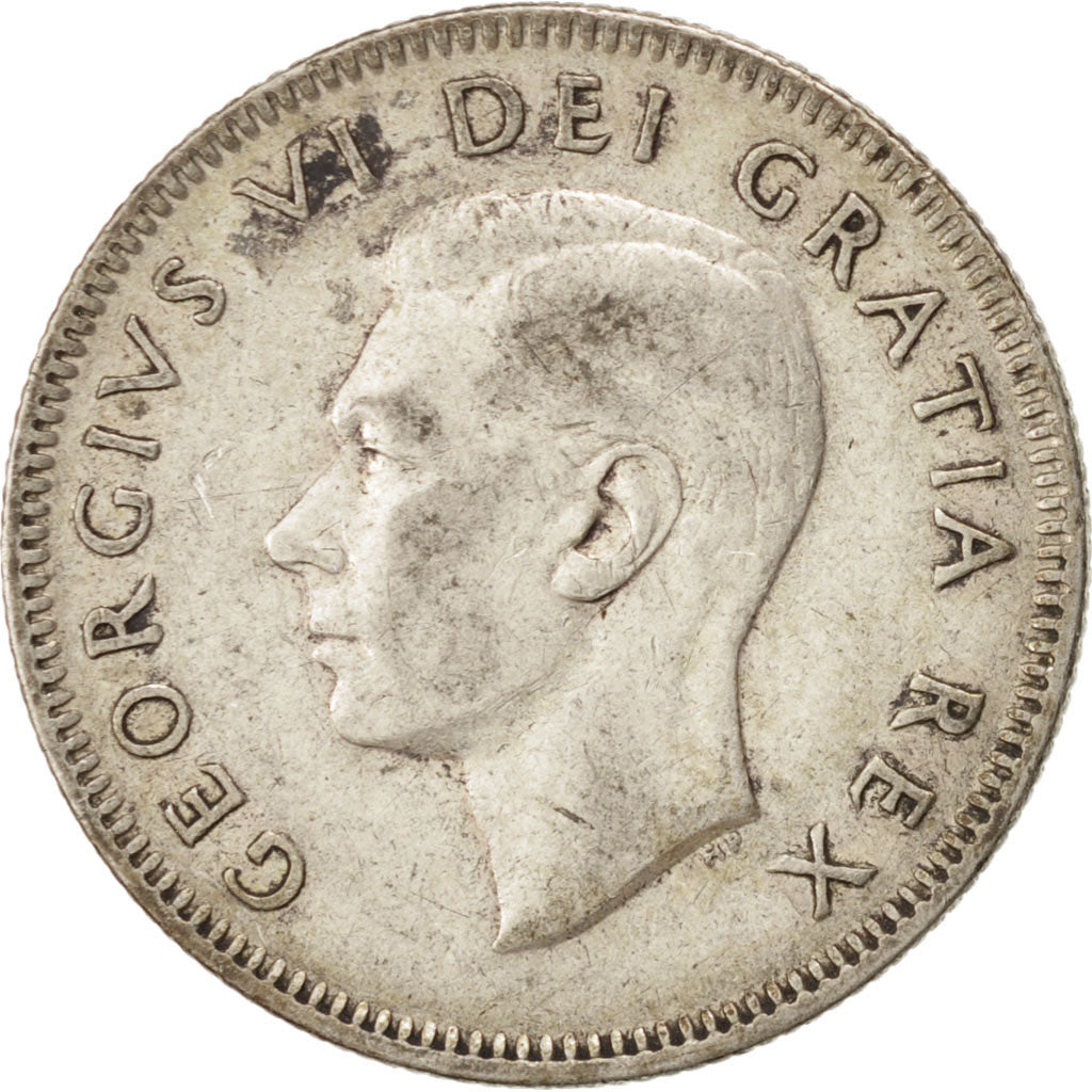 CANADA, 25 Cents, 1948, Royal Canadian Mint, KM #44, EF(40-45), Silver, 23.5,...