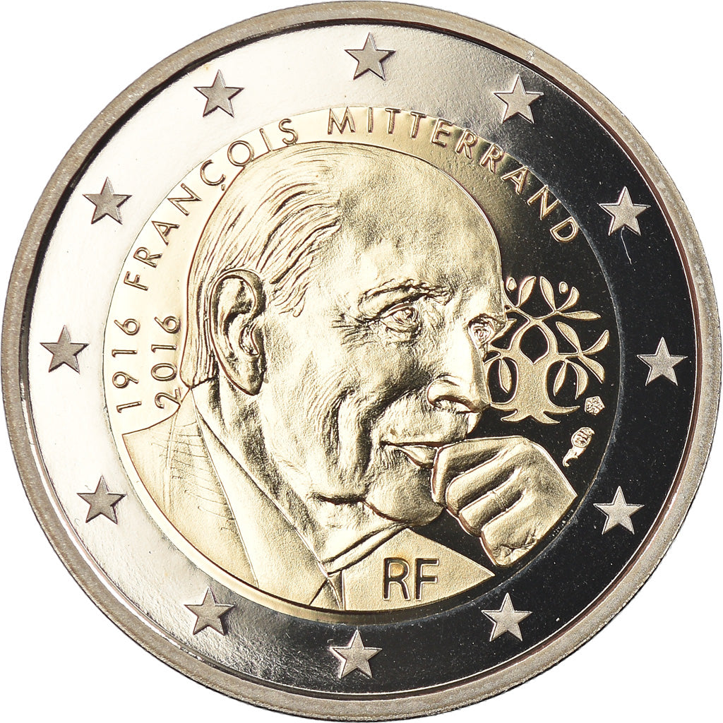 France, 2 Euro, François Mitterrand, 2016, Paris, BE, FDC, Bi-Metallic