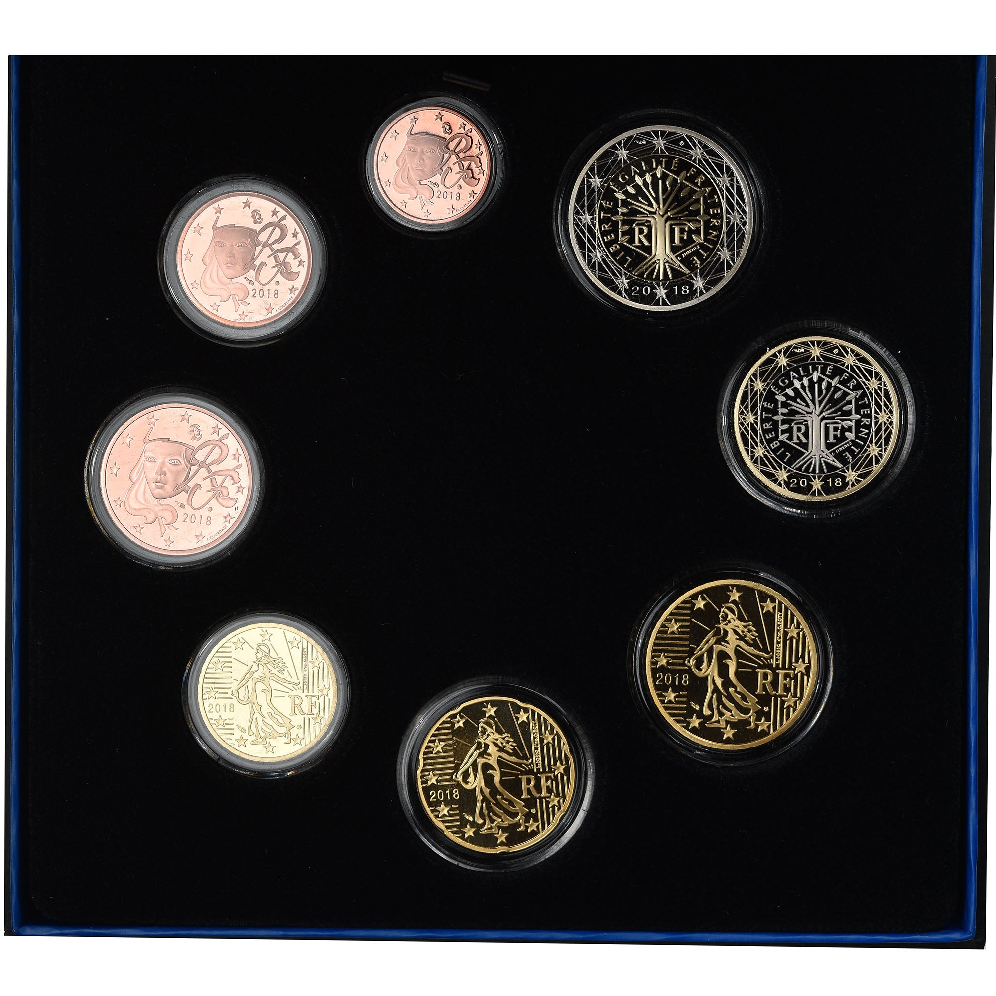 France, 1 Cent to 2 Euro, 2018, BE, MS(65-70)