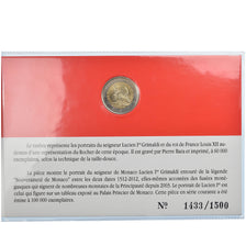 Monaco, 2 Euro, Lucien Ier de Monaco, 2012, Paris, Coin card, MS(65-70)