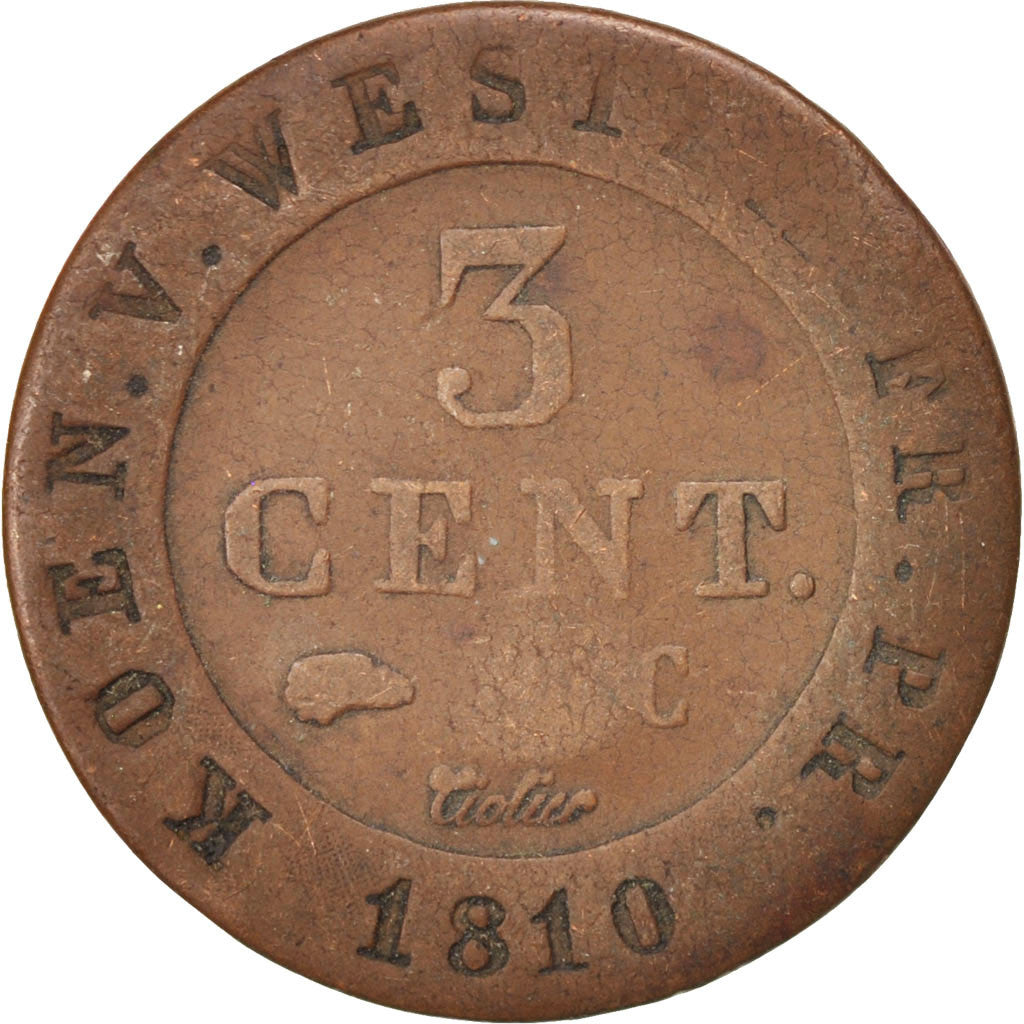 Coin, German States, WESTPHALIA, Jerome, 3 Centimes, 1810, VF(20-25), Copper
