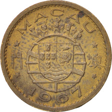 MACAO, 5 Avos, 1967, KM #1a, AU(50-53), Nickel-Brass, 2.66
