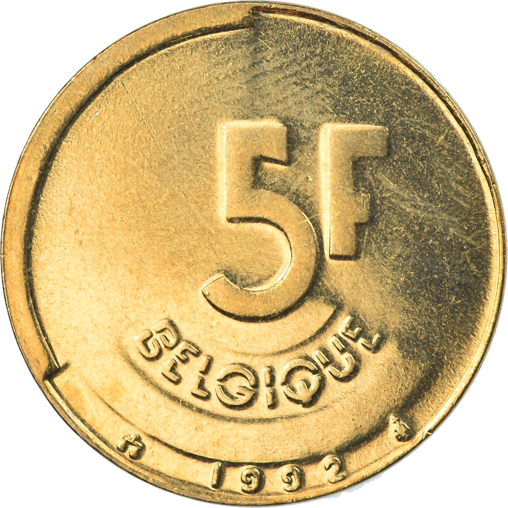 Coin, Belgium, 5 Francs, 5 Frank, 1992, BU, MS(65-70), Brass Or Aluminum-Bronze