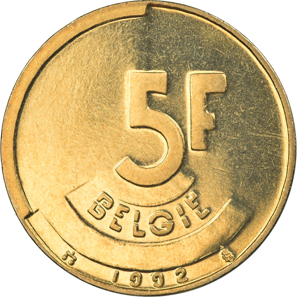 Munten, België, 5 Francs, 5 Frank, 1992, BU, FDC, Brass Or Aluminum-Bronze