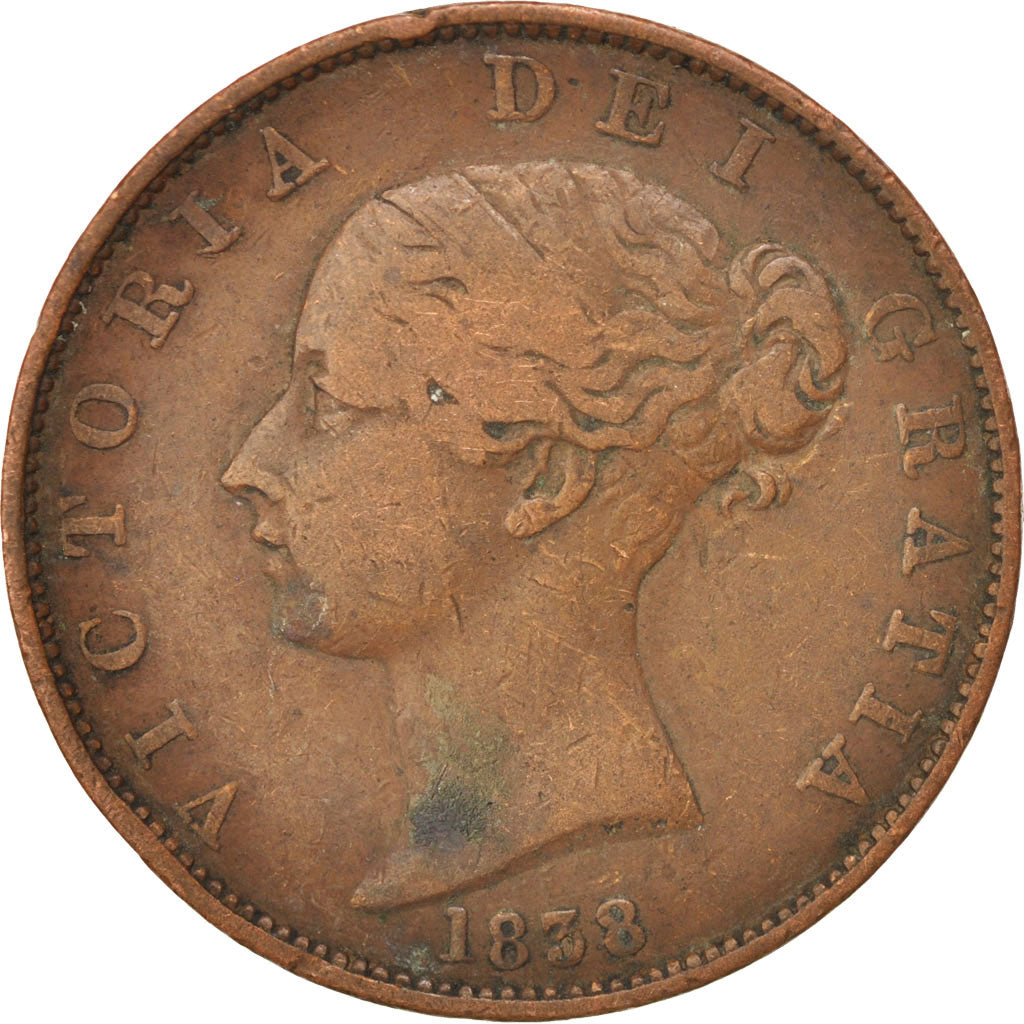Great Britain, 1/2 Penny, 1838, KM #726, VF(30-35), Copper, 9.20