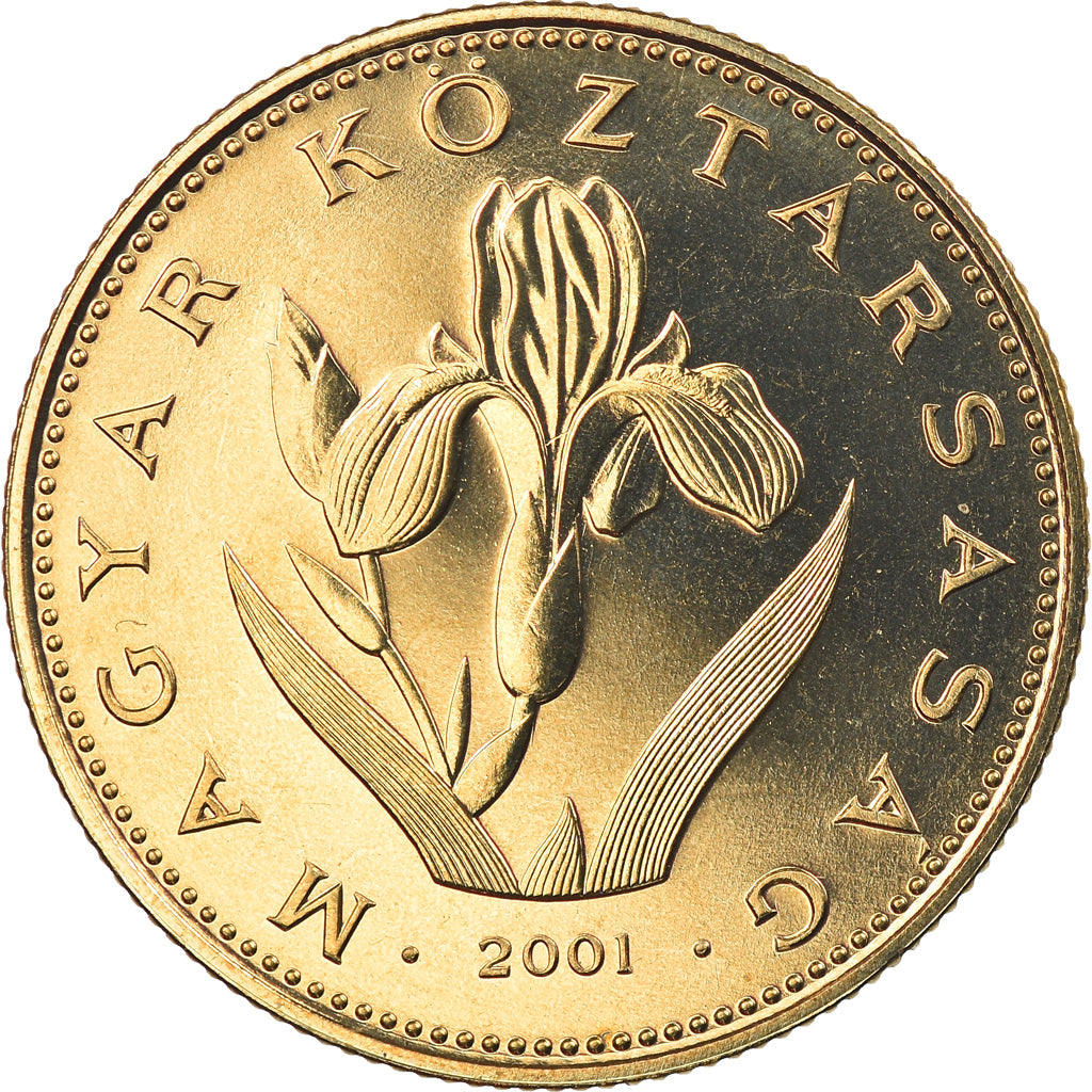 Coin, Hungary, 20 Forint, 2001, Budapest, MS(65-70), Nickel-brass, KM:696