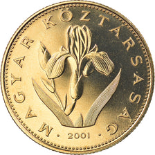 Coin, Hungary, 20 Forint, 2001, Budapest, MS(65-70), Nickel-brass, KM:696
