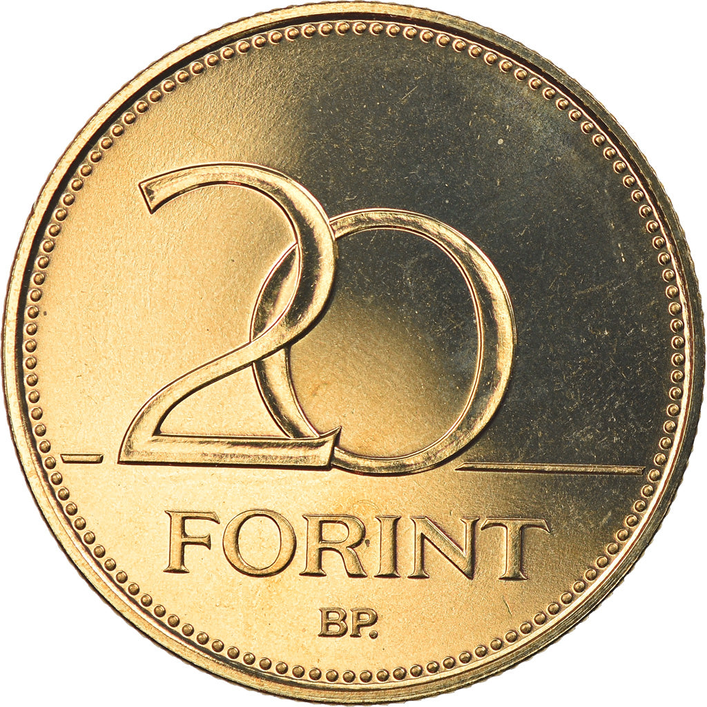 Coin, Hungary, 20 Forint, 2001, Budapest, MS(65-70), Nickel-brass, KM:696