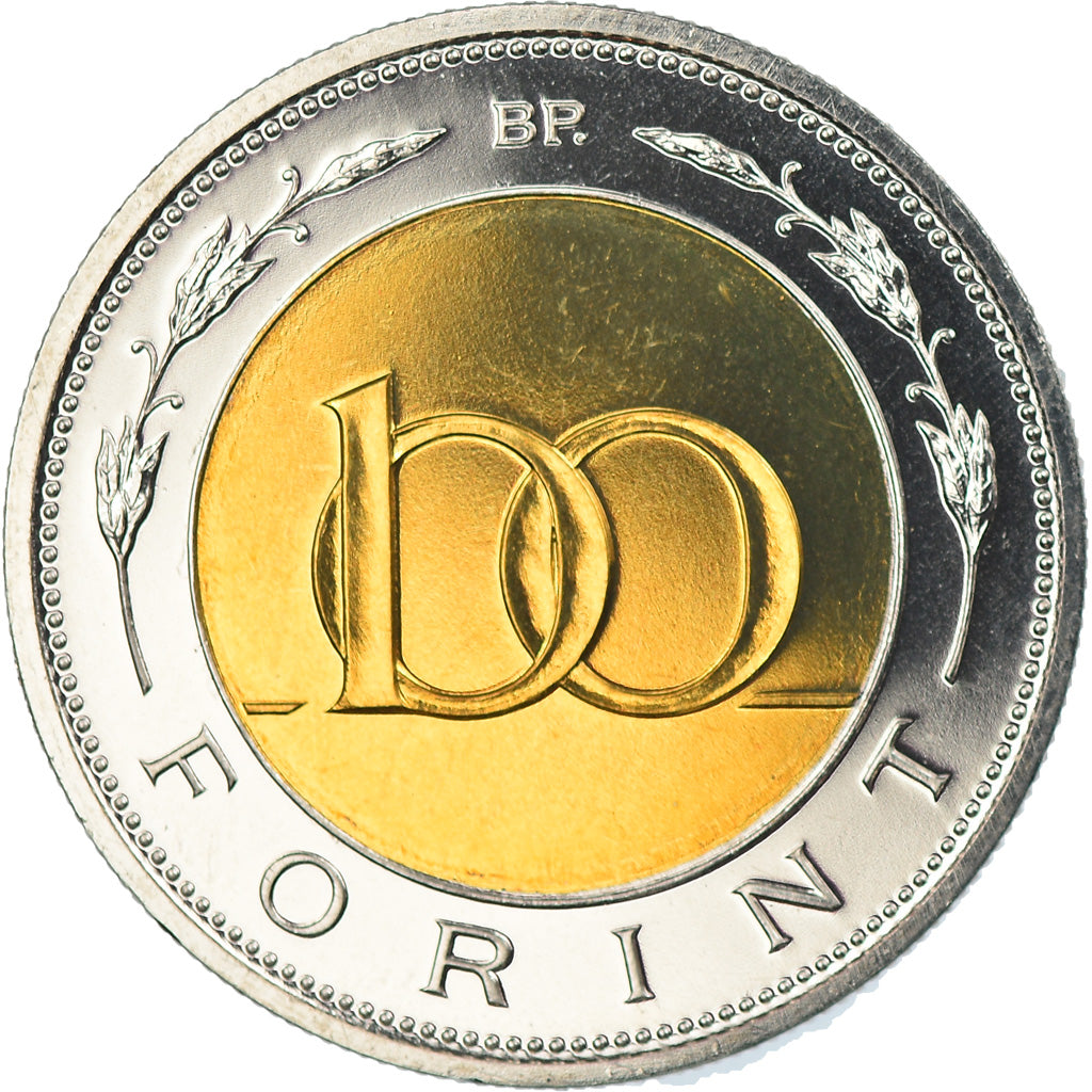 Coin, Hungary, 100 Forint, 2001, Budapest, MS(65-70), Bi-Metallic, KM:721