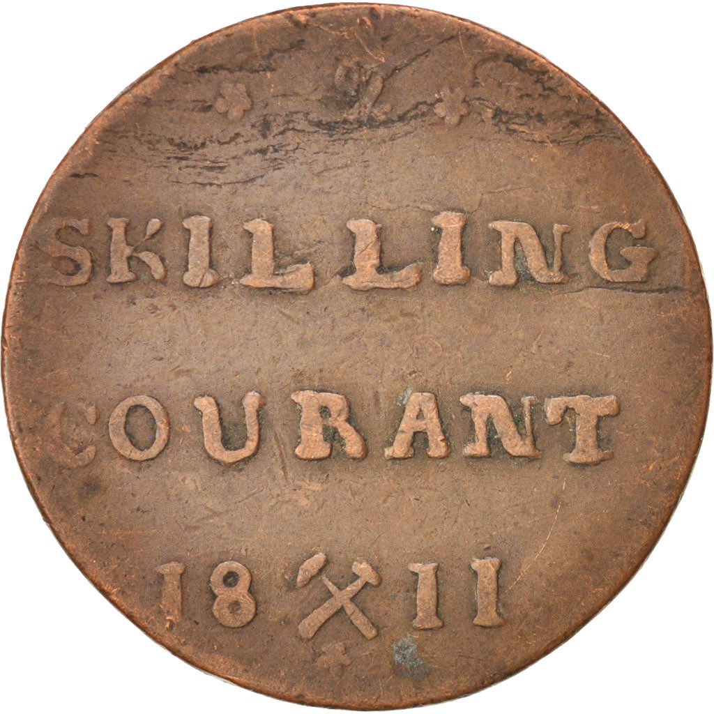 NORWAY, 2 Skilling, 1811, KM #280.3, F(12-15), Copper, 9.43