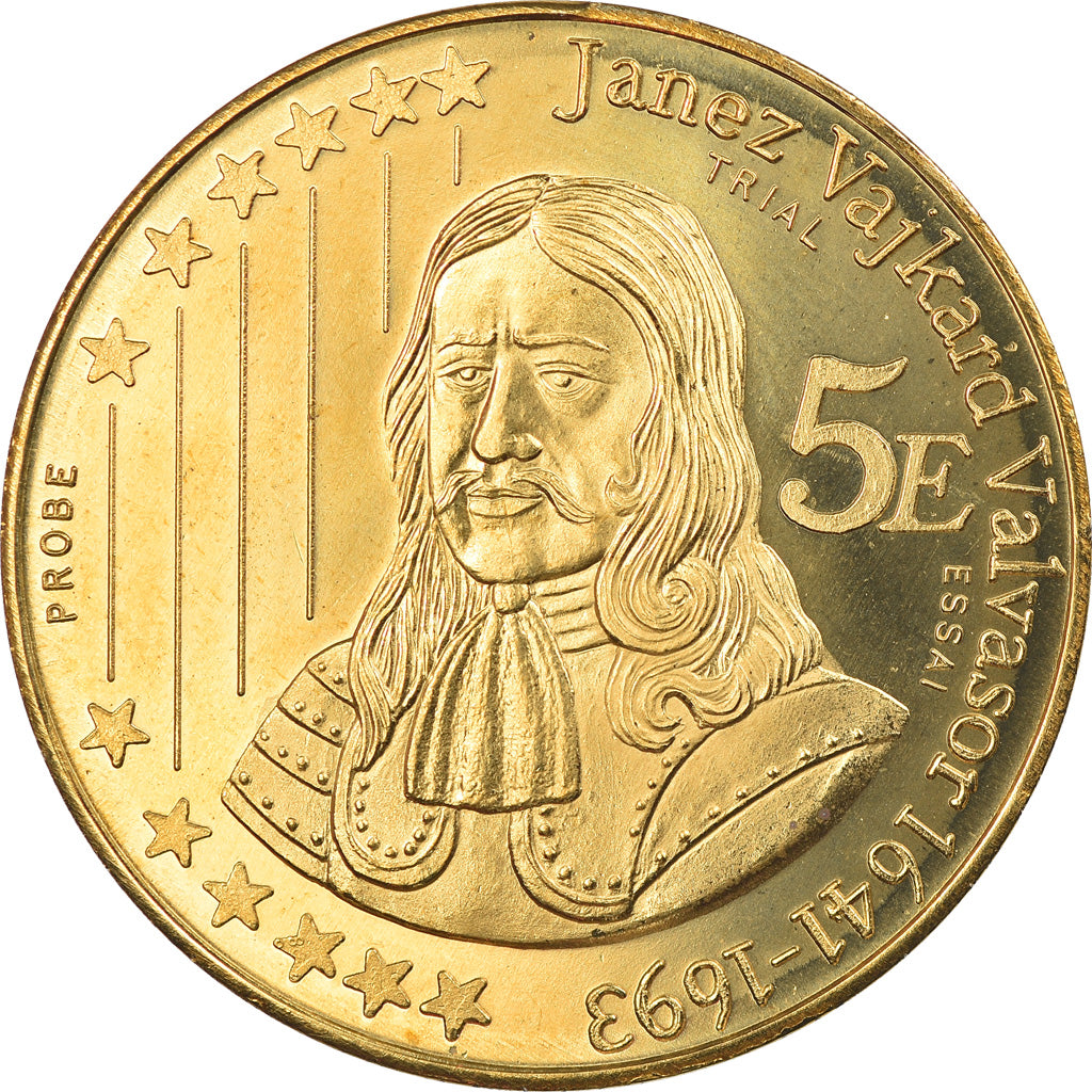 Slovenia, 5 Euro, 2004, unofficial private coin, MS(65-70), Brass