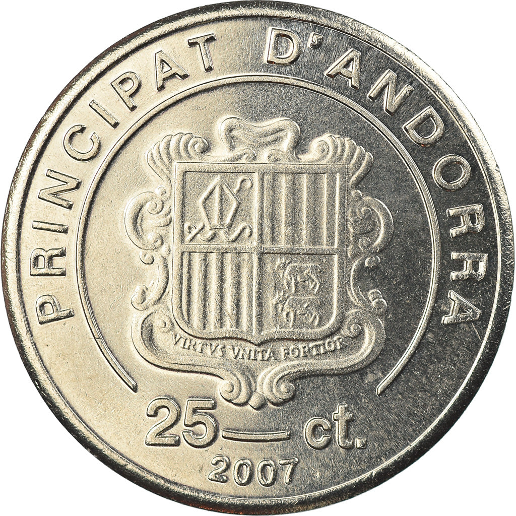 Coin, Andorra, 25 Centims, 2007, MS(65-70), Copper-nickel, KM:249