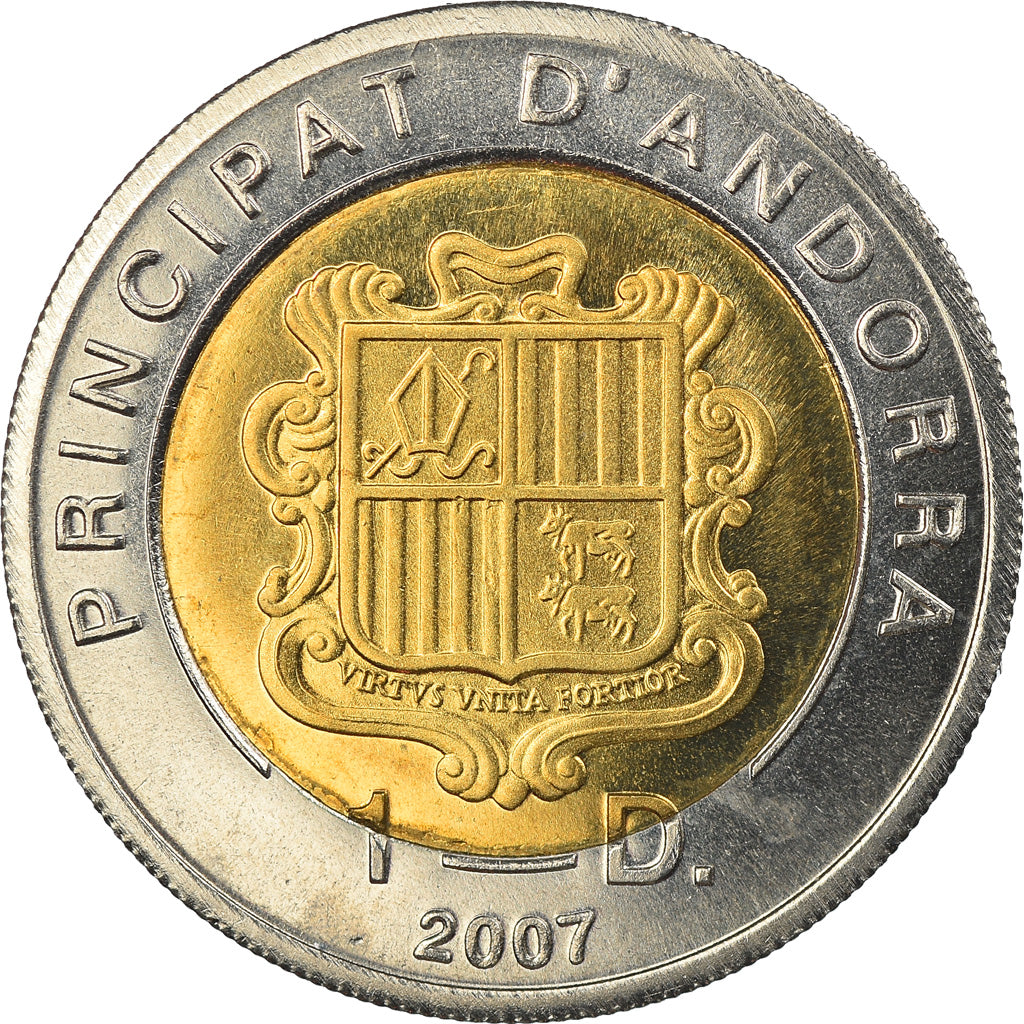 Coin, Andorra, Diner, 2007, MS(65-70), Bi-Metallic, KM:251