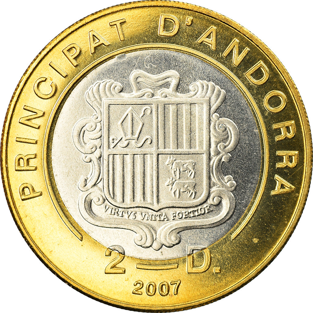 Münze, Andorra, 2 Diners, 2007, STGL, Bi-Metallic, KM:252