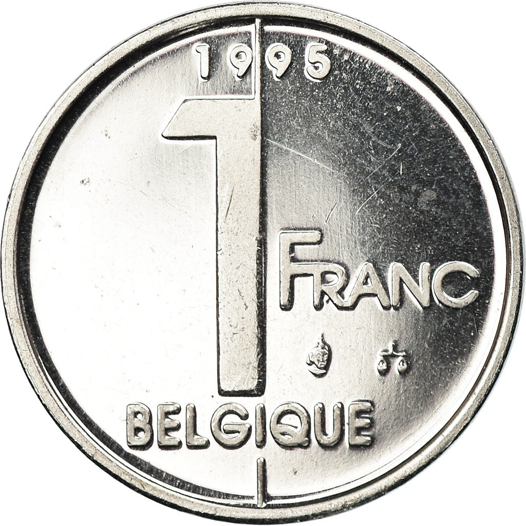 Coin, Belgium, Albert II, Franc, 1995, Brussels, Proof, MS(65-70), Nickel Plated