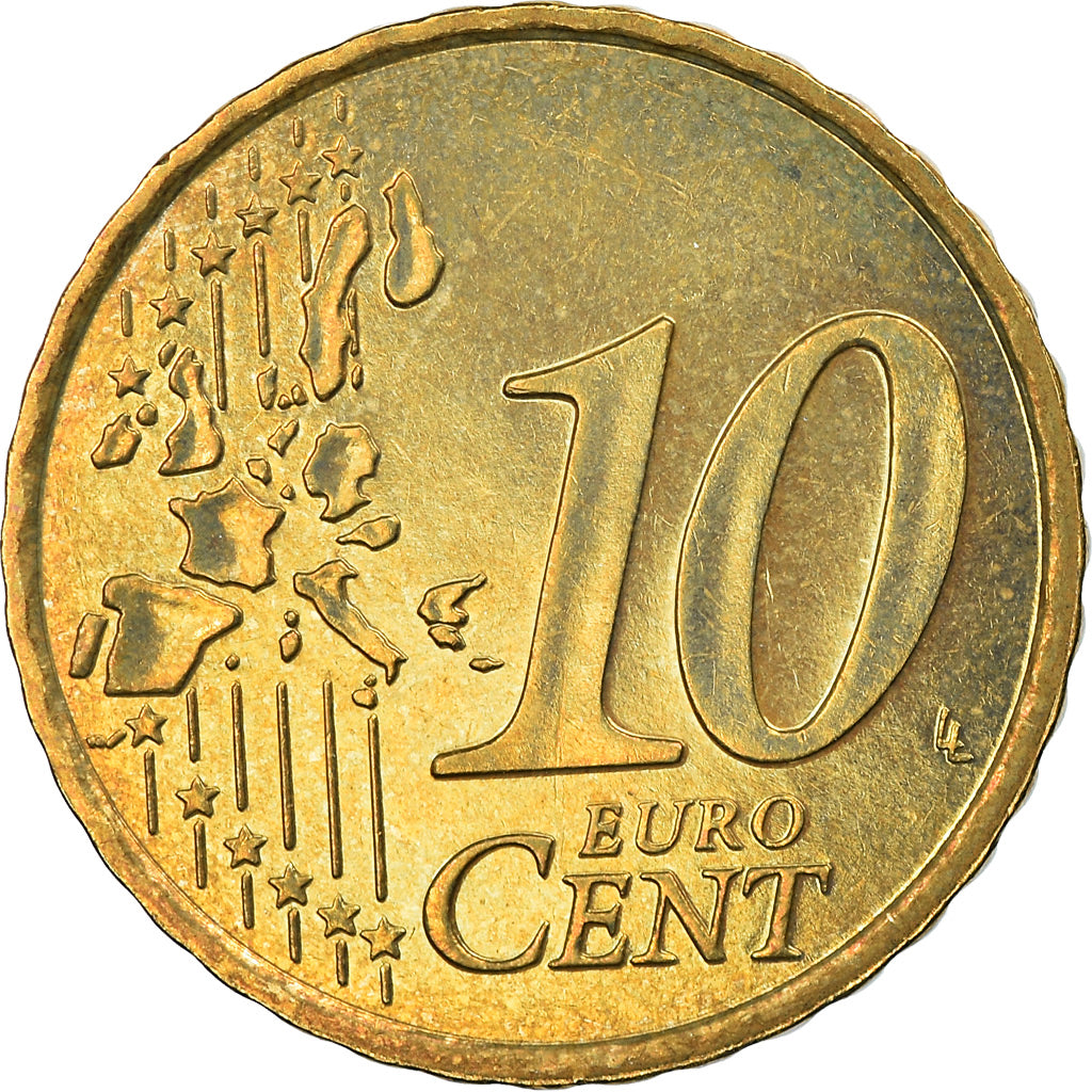 Monaco, 10 Euro Cent, 2003, Paris, EF(40-45), Brass, KM:170