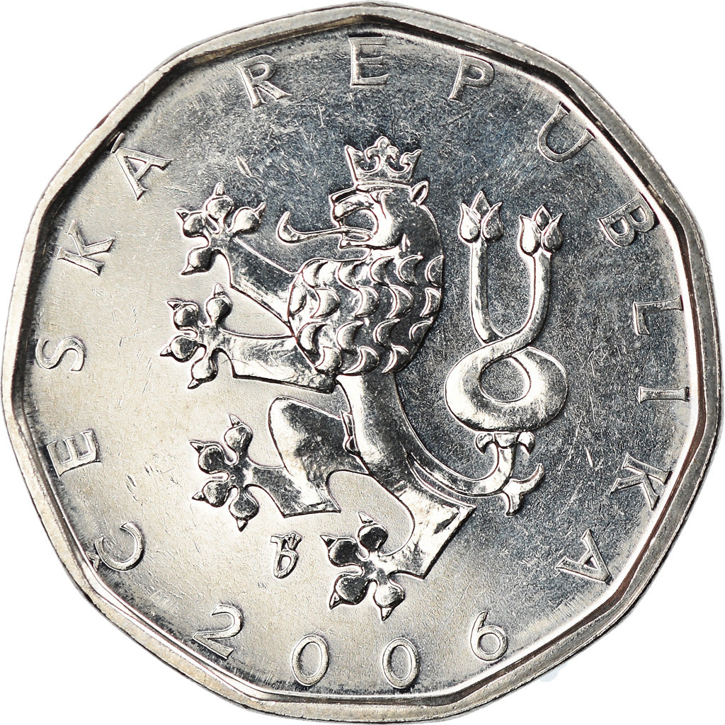 Coin, Czech Republic, 2 Koruny, 2006, MS(65-70), Nickel plated steel, KM:9