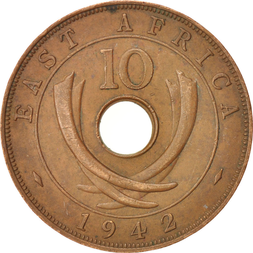 Monnaie, EAST AFRICA, George VI, 10 Cents, 1942, TTB, Bronze, KM:26.2