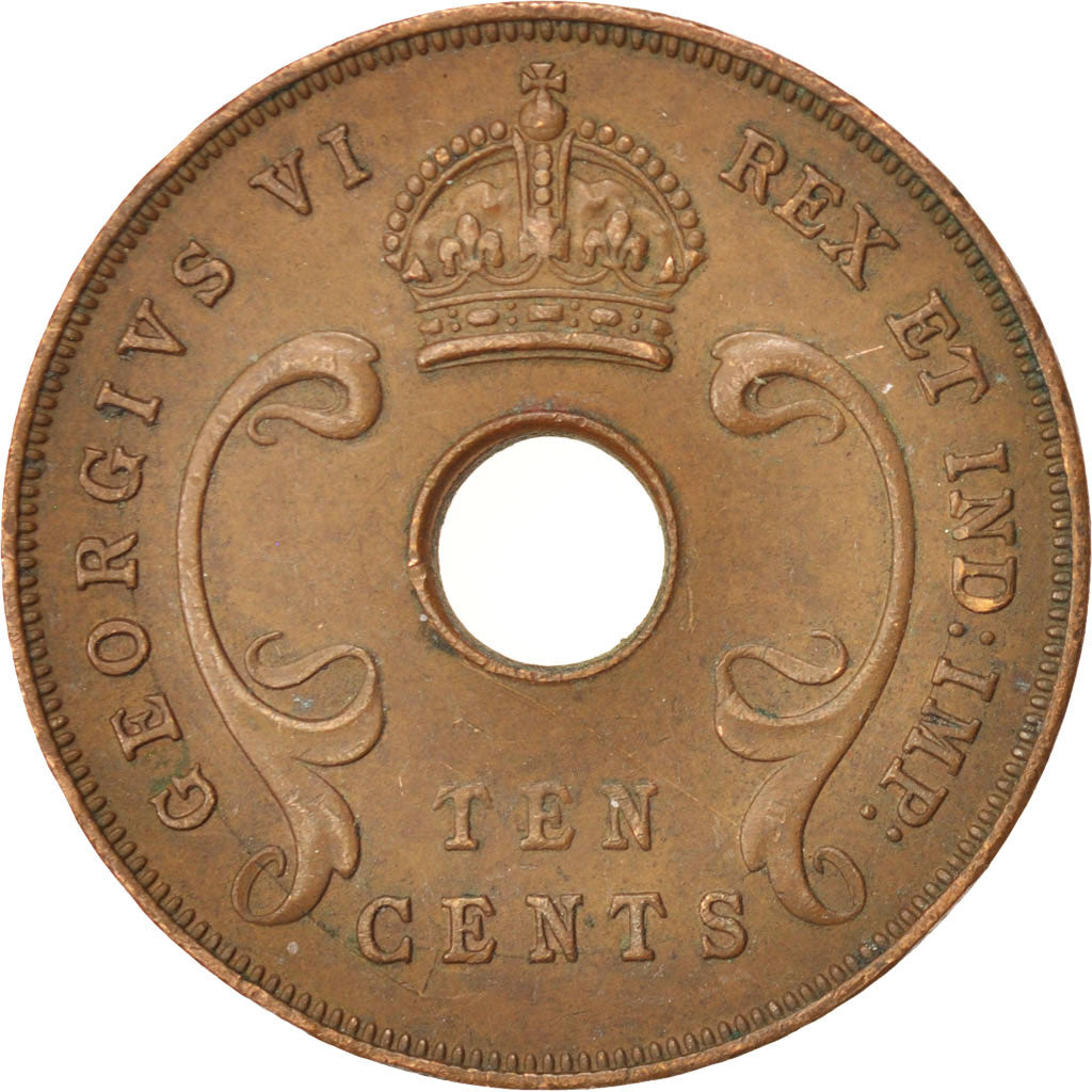 Monnaie, EAST AFRICA, George VI, 10 Cents, 1942, TTB, Bronze, KM:26.2