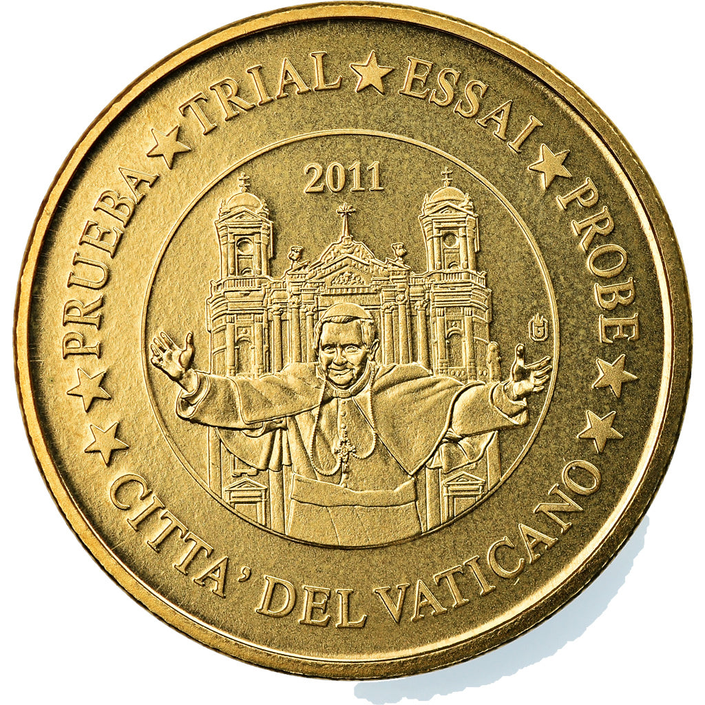 Vatican, 10 Euro Cent, 2011, unofficial private coin, MS(65-70), Brass