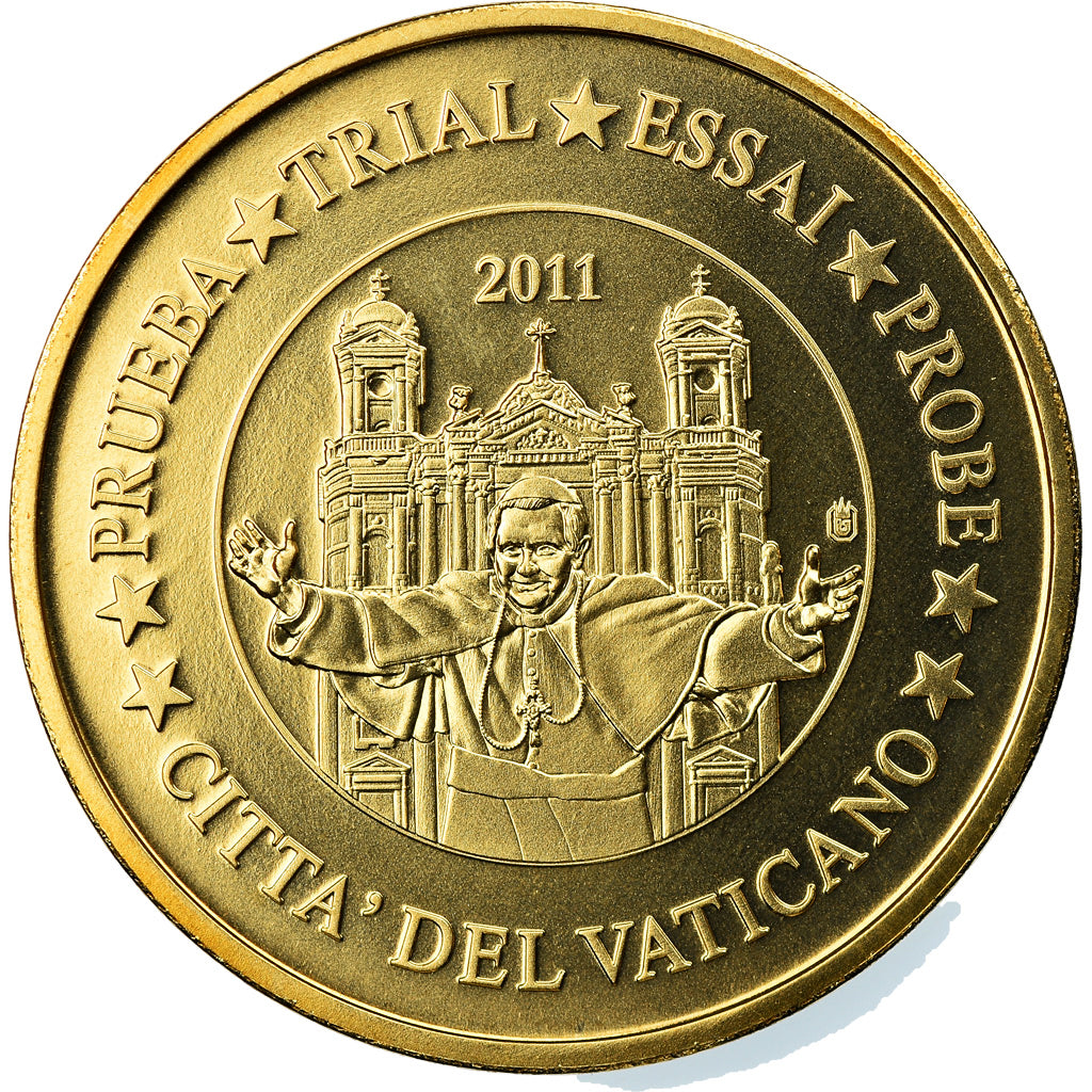 Vatican, 50 Euro Cent, 2011, unofficial private coin, MS(65-70), Brass