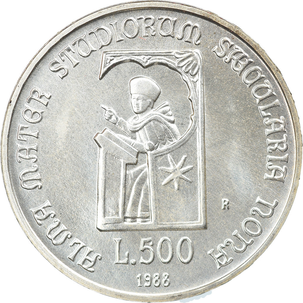 Coin, Italy, 500 Lire, 1988, Rome, MS(65-70), Silver, KM:129