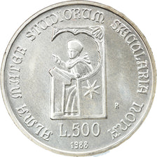 Coin, Italy, 500 Lire, 1988, Rome, MS(65-70), Silver, KM:129
