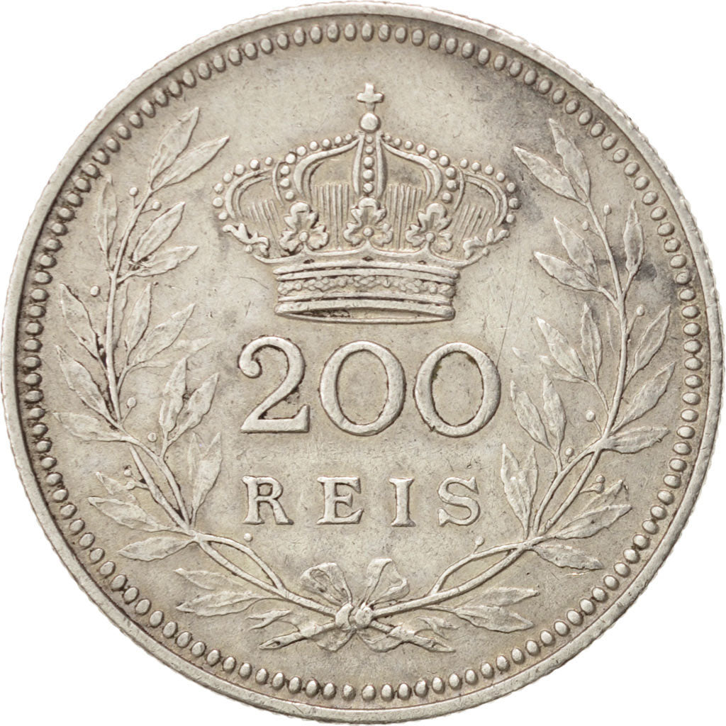 PORTUGAL, 200 Reis, 1909, Paris, KM #549, EF(40-45), Silver, 4.95
