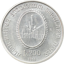 Moneda, Italia, 200 Lire, 1988, Rome, FDC, Plata, KM:128