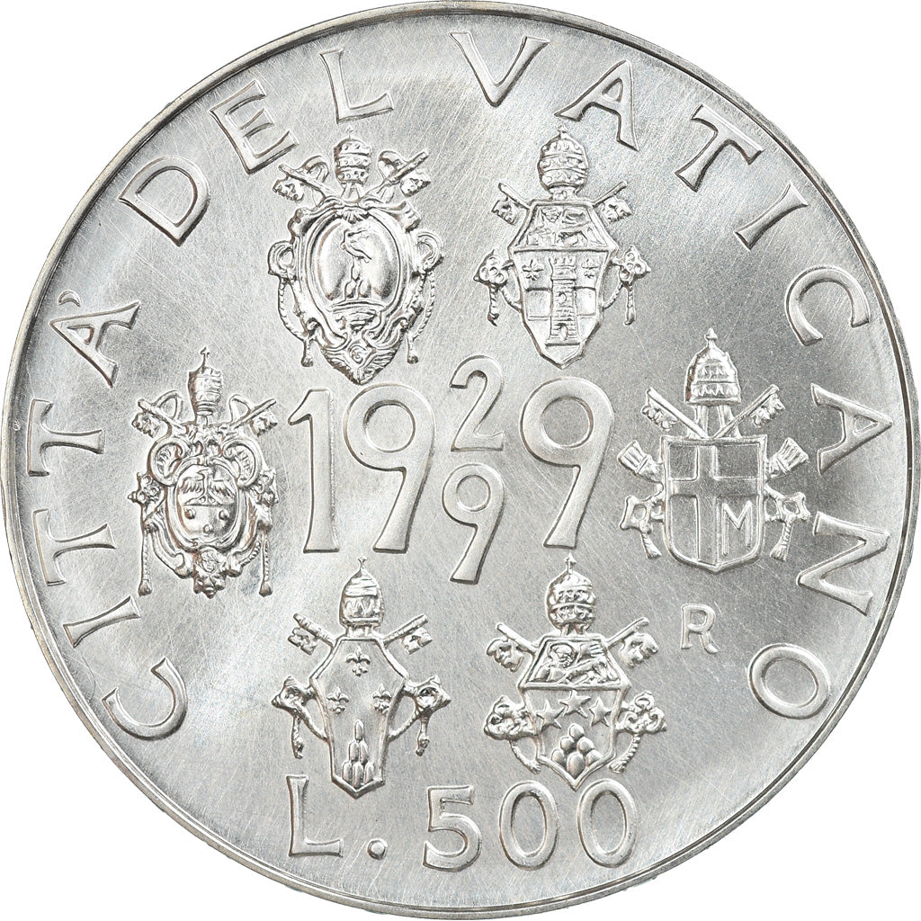 Moeda, CIDADE DO VATICANO, John Paul II, 500 Lire, 1999, Roma, MS(65-70), Prata