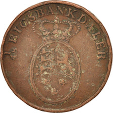 DENMARK, 2 Rigsbankskilling, 1818, KM #689, VF(20-25), Copper, 14.49