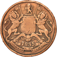 INDIA - BRITANNICA, 1/2 Anna, 1835, MB, Rame, KM:447.1