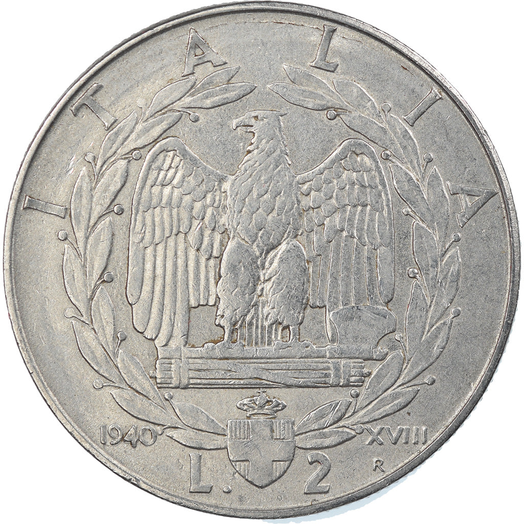 Moneta, Italia, Vittorio Emanuele III, 2 Lire, 1940, Rome, SPL-, Acciaio