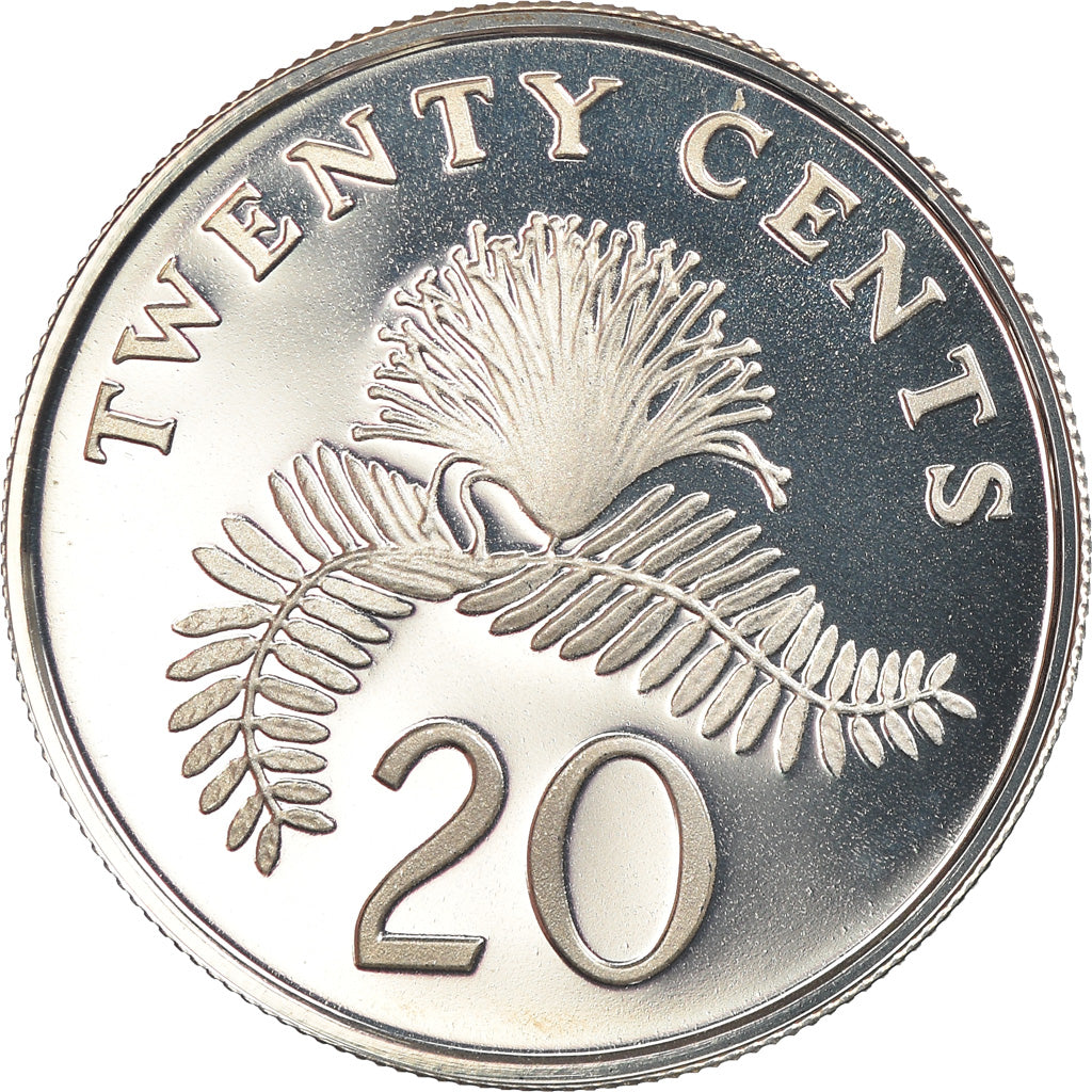 Coin, Singapore, 20 Cents, 1985, Singapore Mint, Proof, MS(65-70), Silver