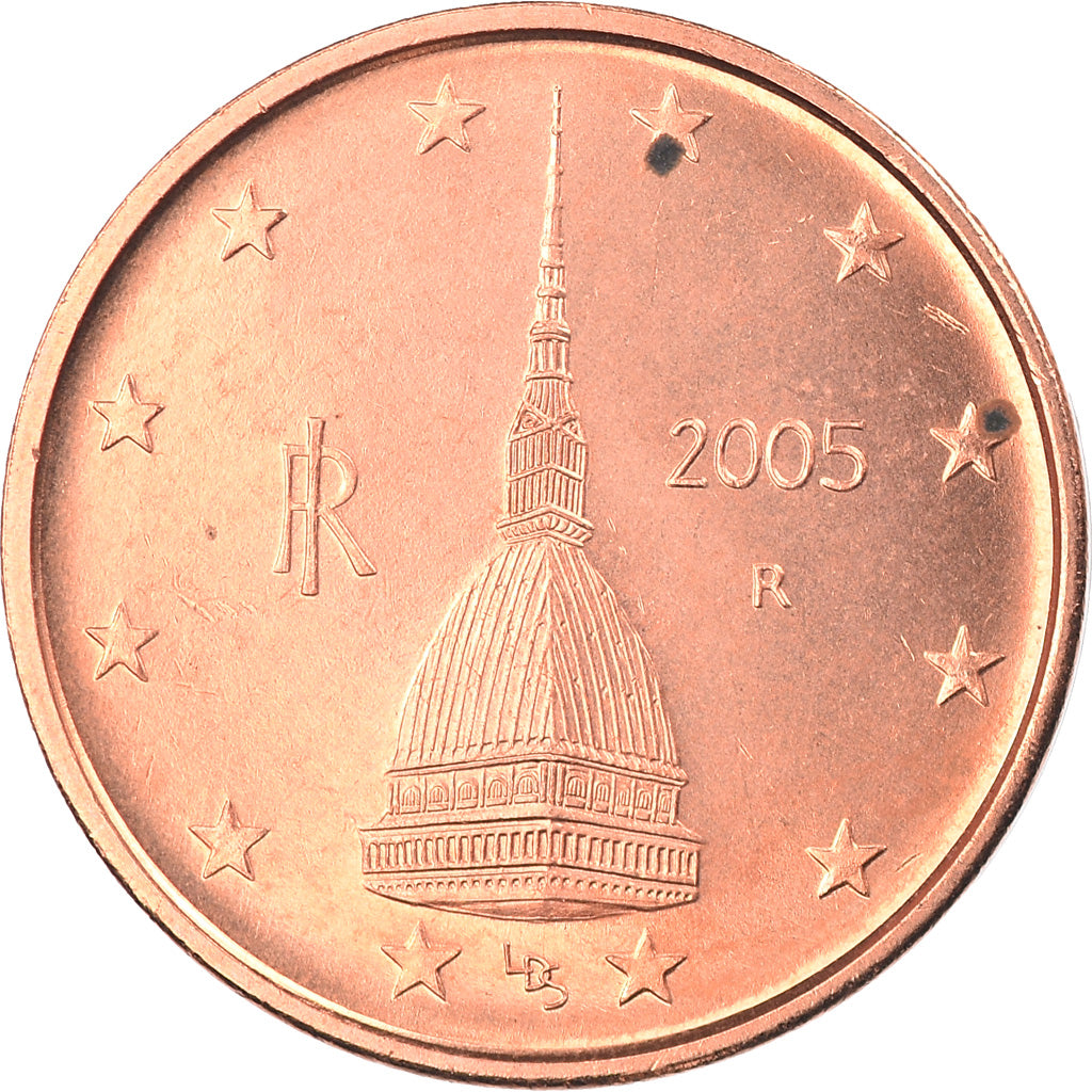 Włochy, 2 Euro Cent, 2005, Rome, MS(64), Miedź platerowana stalą, KM:211