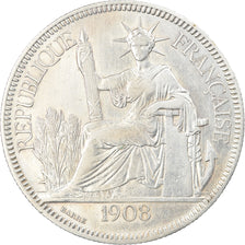 Coin, FRENCH INDO-CHINA, Piastre, 1908, Paris, AU(50-53), Silver, KM:5a.1