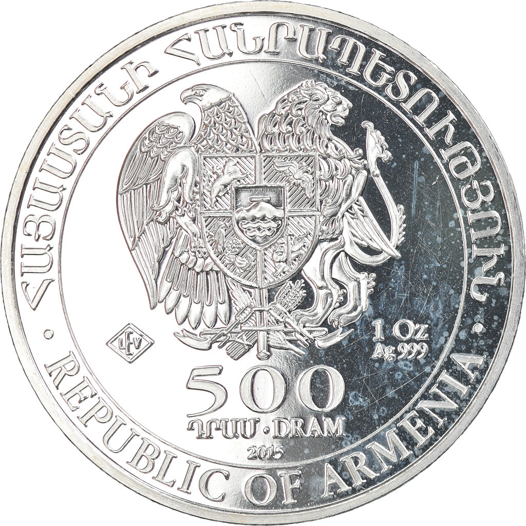 Coin, Armenia, Noah's Ark, 500 Dram, 2015, MS(60-62), Silver