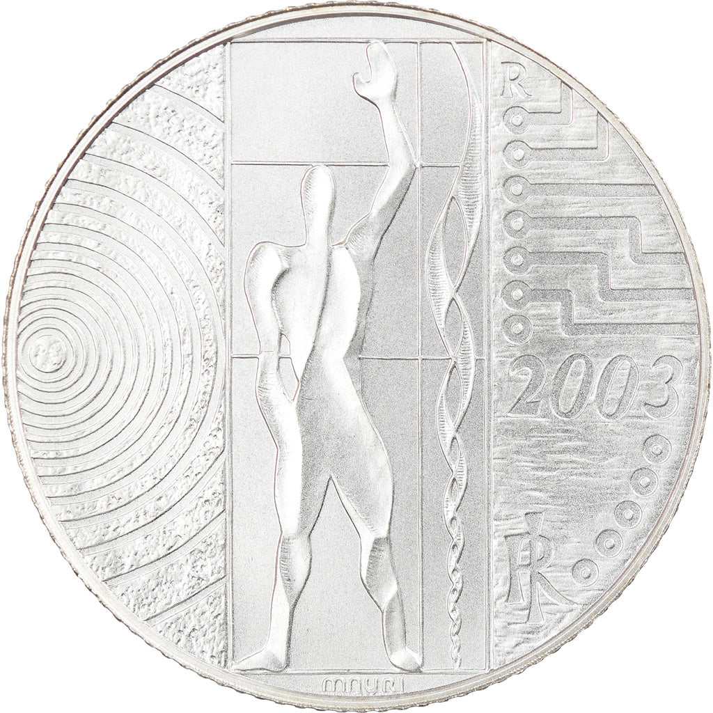 Włochy, 5 Euro, L'Europe du travail, 2003, Rome, MS(65-70), Srebro, KM:253