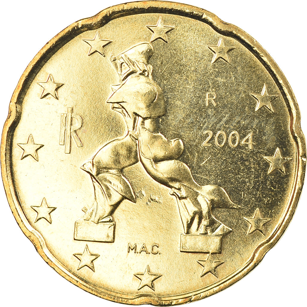Italy, 20 Euro Cent, 2004, Rome, MS(65-70), Brass, KM:214